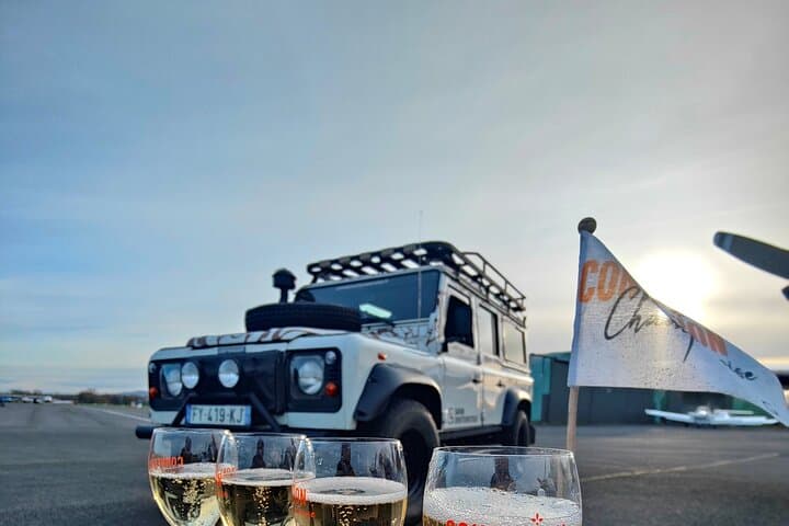 Flying over and tasting in the champagne vineyards.