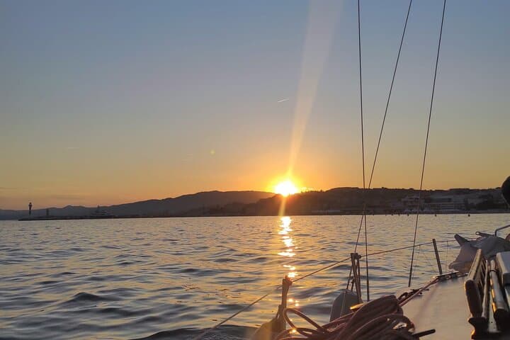 Aperitif on the island in vintage sailboat