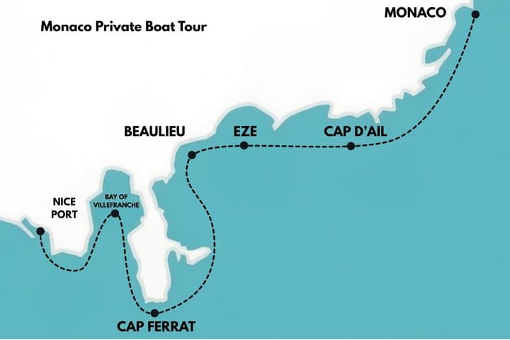 Private Boat Tour from Nice to Monaco, Cannes, Eze or Menton