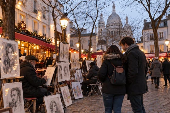 Paris Montmartre Markets Coffee and Pastry Christmas Private Tour